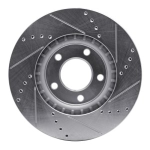 Ford Edge Brake Rotor (1) - Front Left - R1 Concepts - Drilled & Slotted - Silver - `07-`08